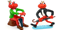 Rex Frosch Werbematerial: Pins Figuren Schuakästen Präsentationsmuster Sammelfiguren Frösche grün und rot