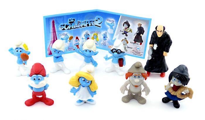 Figurensatz von "Die Schlümpfe 2" mit einem Beipackzettel