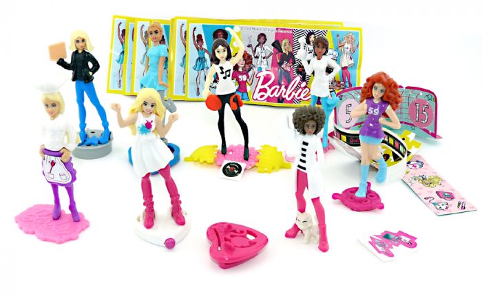 Figurensatz von "Die Barbie Traumberufe" mit allen an Zubehör und Zetteln (8 Figuren)