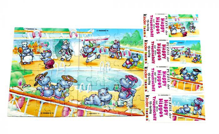 Alle 4 Puzzleecken und Beipackzettel von Happy Hippo Traumschiff (Superpuzzle)