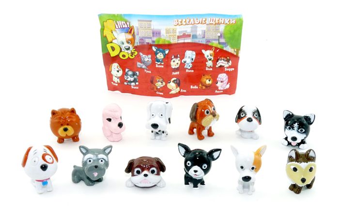 12 lovely Dogs Figuren mit Zettel aus Russland