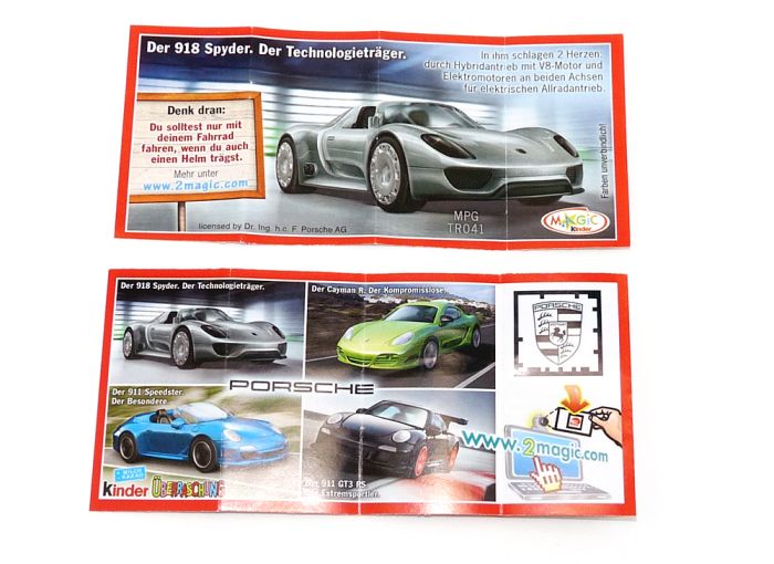 Beipackzettel von Porsche Der 918 Spyder. Der Technologieträger