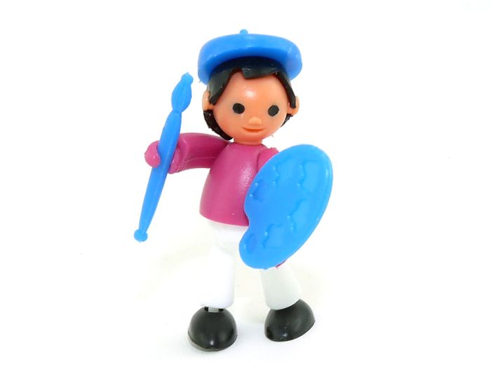 Künstler aus blau - lila - weißem Material (Steckfigur)