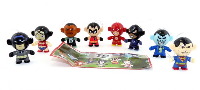 Justice League Komplettsatz mit einem Beipackzetteln (Twistheads 2017)