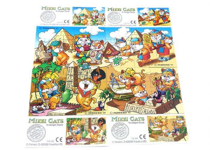 Miezi Cats, alle 4 Puzzle mit 4 Beipackzetteln  (Superpuzzle)