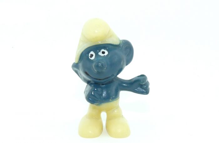 Dunkelblau bemalter Eitelkeitsschlumpf. Lack Top und der Rohling ist nur leicht verfärbt (Ü-Ei Rarität)