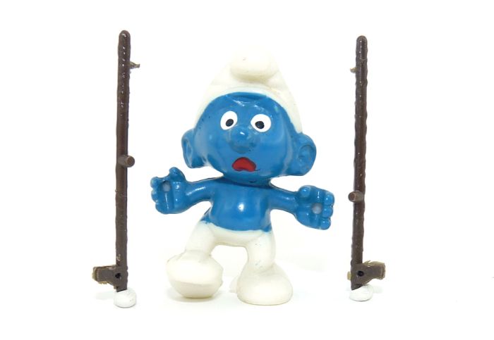 Stelzenlaufschlumpf aus der Serie Olympiade der Schlümpfe mit Eierlei Garantieschein