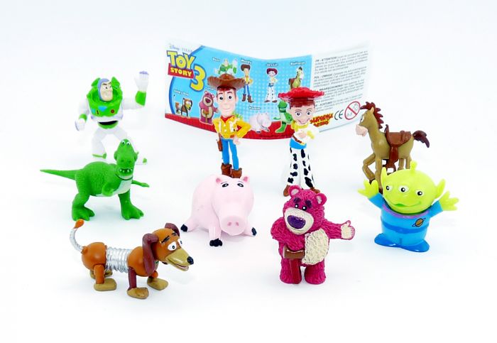 Toy Story 3 Figuren mit Beipackzettel. 9 schöne Figuren (Komplettsatz)