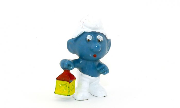 Nachtwächter Schlumpf aus BLAUEM GRUNDMATERIAL (Top Überraschungsei Rarität)