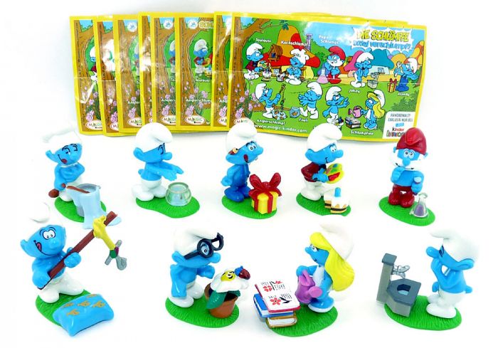 9 Schlumpf Figuren der Serie "total verschlumpft" von 2008 mit allen Beipackzetteln