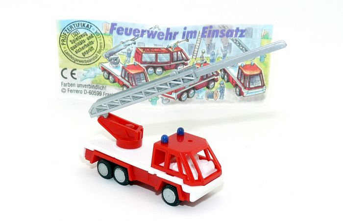 Leiterwagen Modell, von Feuerwehr im Einsatz mit Zettel