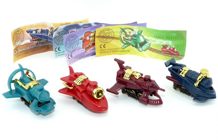 Satz SpaceLoks mit Beipackzetten. Alle 4 Loks der Serie (Komplettsatz)