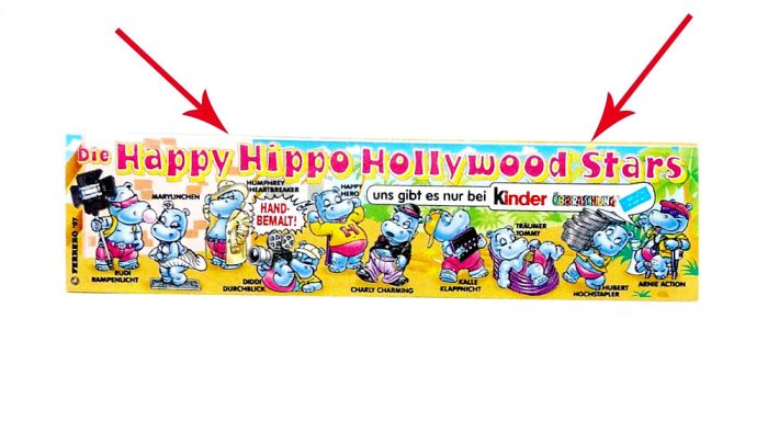 Beipackzettel von H.H. Hollywood mit Rand oben, Zuschnitt Fehler