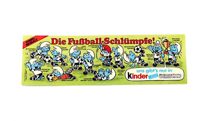 Beipackzettel von den Fußball Schlümpfen aus dem Jahre 1988