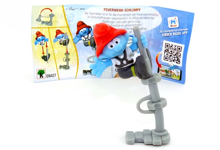 Feuerwehr Schlumpf EN427 mit Beipackzettel (Schlümpfe in der City)