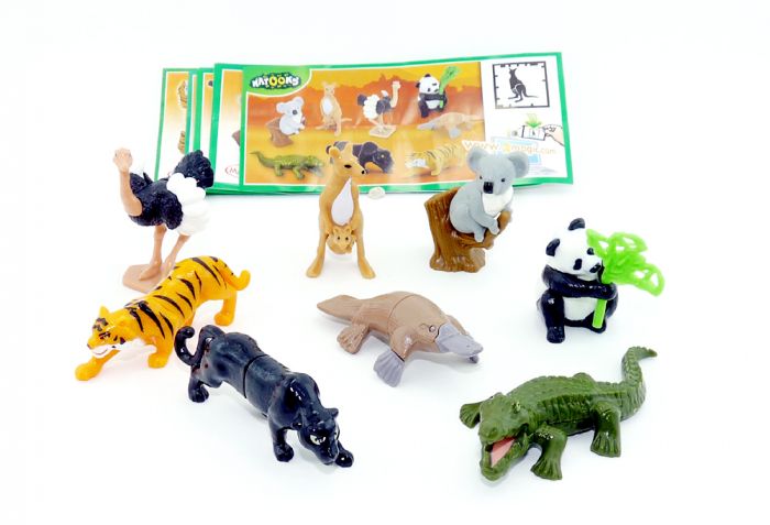 Satz Natoons Wildtiere mit allen Beipackzetteln, 8 Tierfiguren