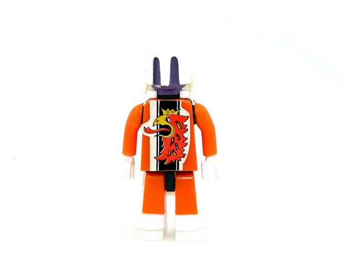 Raumritter in orange mit weißem Helm aus der Serie Weltraum Roboter von 1987