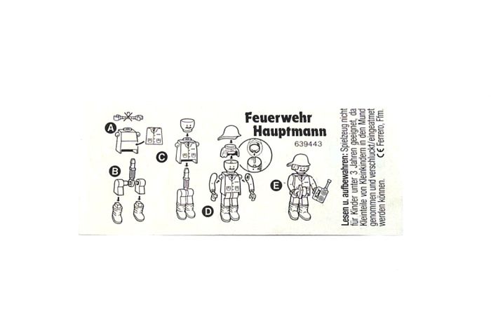 Beipackzettel der Serie  Feuerwehr - Übung von 1990. Feuerwehr Hauptmann 639443