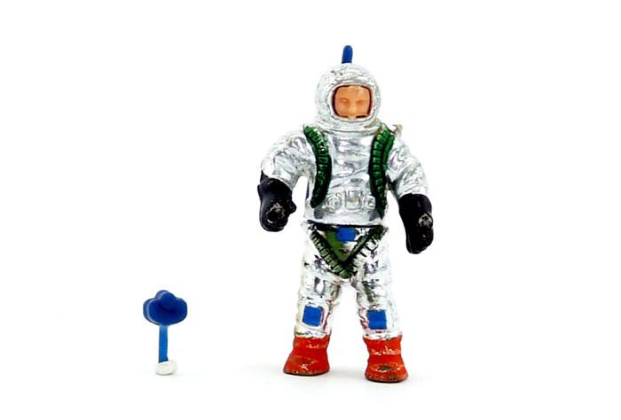 Astronaut mit kleinem steckbarem Geigerzähler (Alte Ü-Ei Steckfigur)