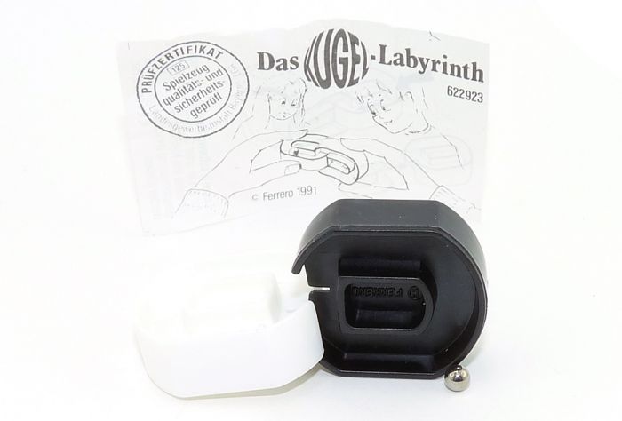 Das KUGEL Labyrinth in weiß - schwarz mit Beipackzettel (Altes Überraschungsei Spielzeug)