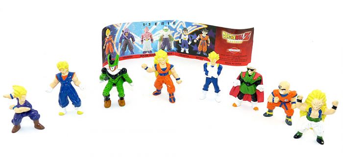 Dragon Ball Z Figuren Set. Alle 8 Figuren der 1 SERIE von der Firma Dolci Preziosi mit Zettel