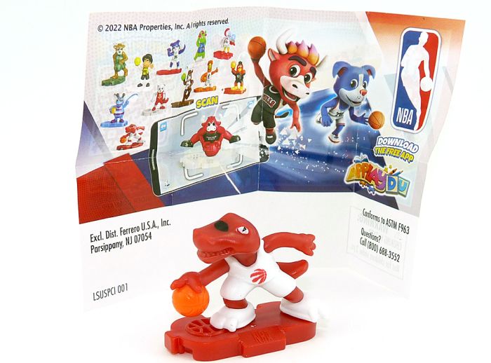 NBA Maskottchen der Toronto Raptors aus den USA mit Beipackzettel aus dem Kinder Joy Ei (Kennung VD353)