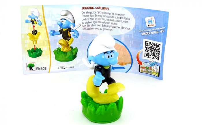 Jogger Schlumpf mit Zettel. Variante ohne Löcher (Schlümpfe in der City) 