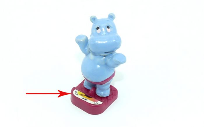 Happy Hippo auf Waage mit abgerundeter Ecke (Variante)