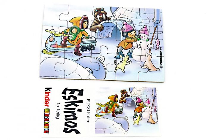 Eskimo Puzzleecke unten rechts mit Beipackzzteln von 1994