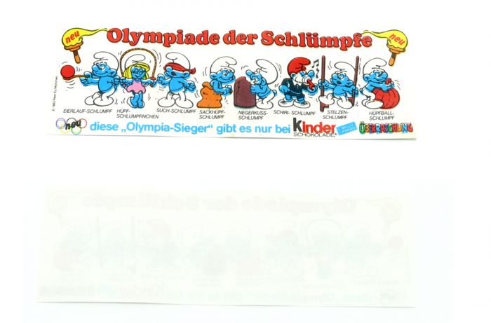 Beipackzettel von "Olympiade der Schlümpfel" in Top Zustand