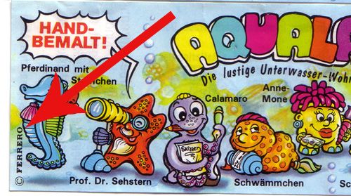 Aqualand Beipackzettel mit dünnen FERRERO Aufdruck