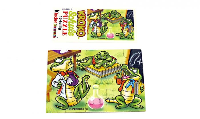 Puzzleecke von der Kroko Schule unten rechts mit Beipackzettel (15 Teile Puzzle)