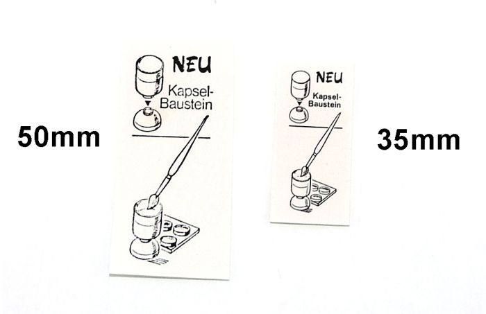 Bauanleitung vom NEU Kapsel - Baustein. Abbildung Pinsel und Farben. Höhe des BPZ 35mm