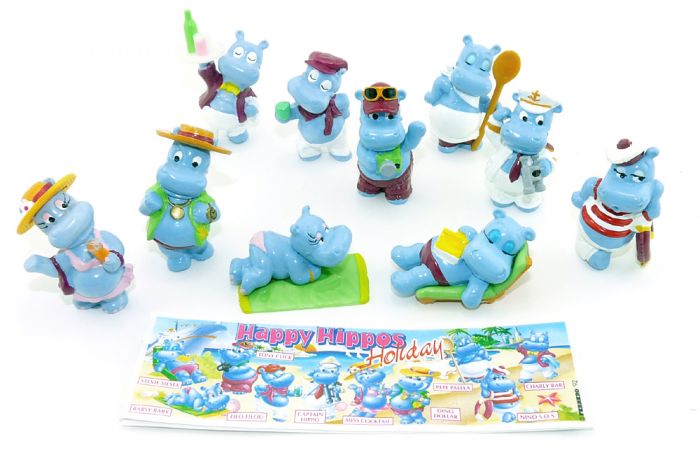Happy Hippo Holiday Satz mit 10 Figuren der Serie und ein Beipackzettel