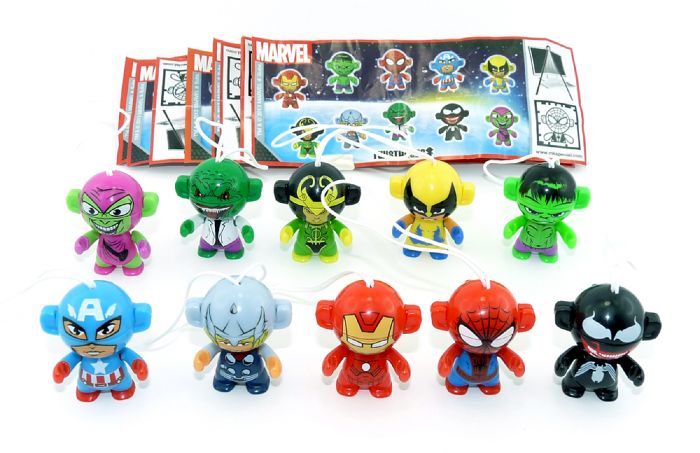 Marvel Twistheads Testware, alle 10 Figuren mit allen Beipackzetteln Komplettsatz - Set