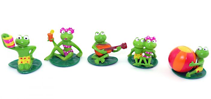 Komplettset ERDAL REX FRÖSCHE mit 5 Figuren auf Seerosenblatt