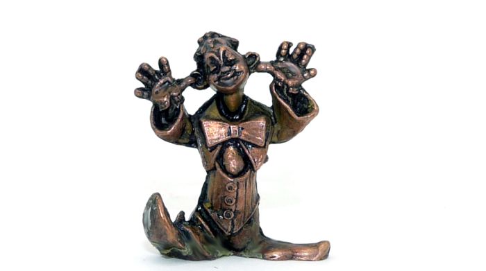 Metall Figur von Max der Clown aus Kupfer