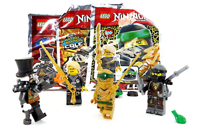 Lego Ninjago 4 Figuren als Set , Der Eisen Baron , Cole , Lloyd und der goldene Ninja