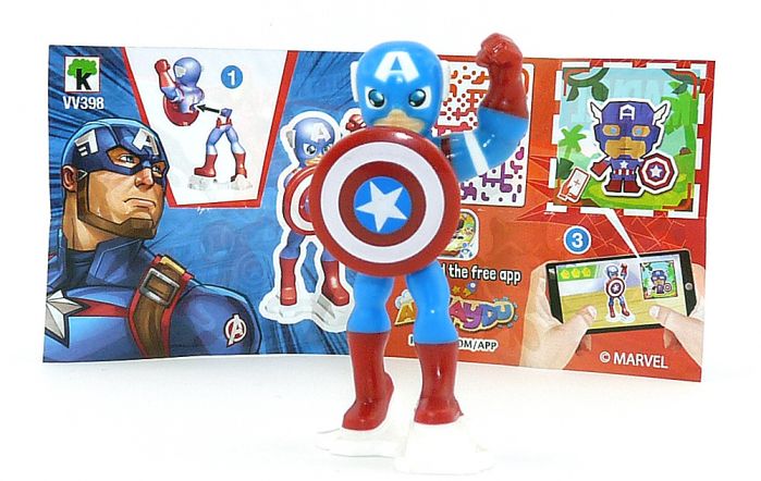 Captain Amerika Figur aus der Serie Marvel Heroes mit Beipackzettel Nummer VV398