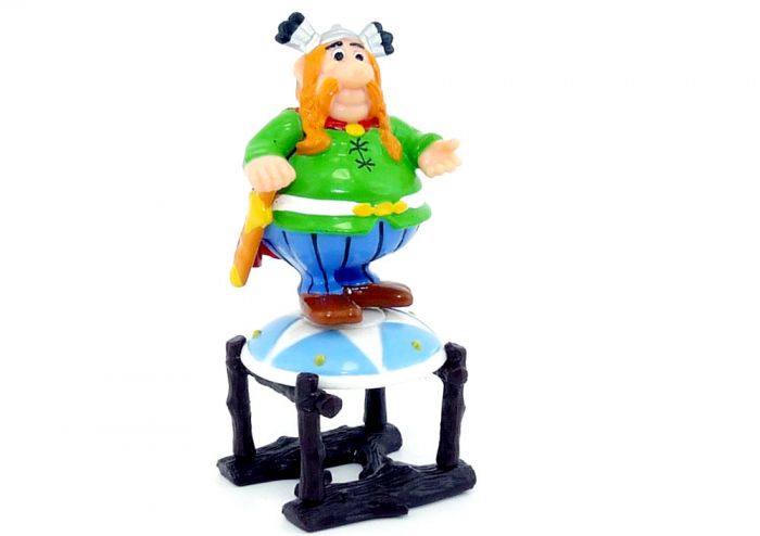 Majestix auf dem Schild stehend (Asterix und die Römer)