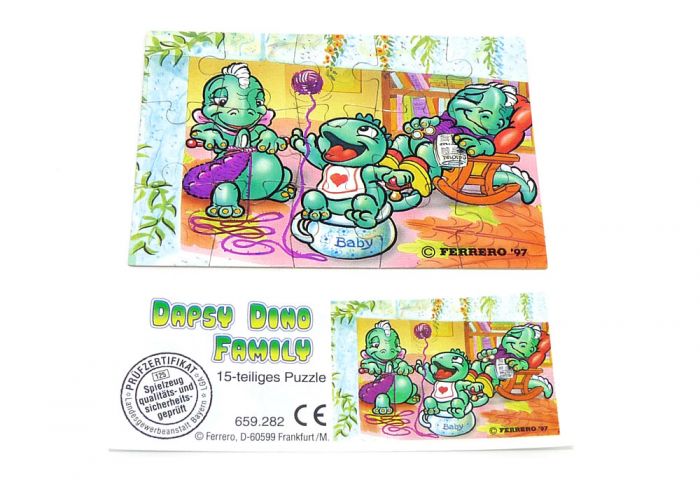 Die Dapsy Dino Family Puzzleecke unten rechts mit Beipackzettel (15 Teile Puzzle)