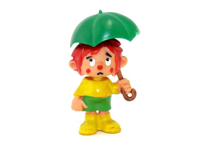 Pumuckl mit Schirm. Doppelkennung 1 im Schirm, Zustand 1A  (mit Eierlei Garantieschein)