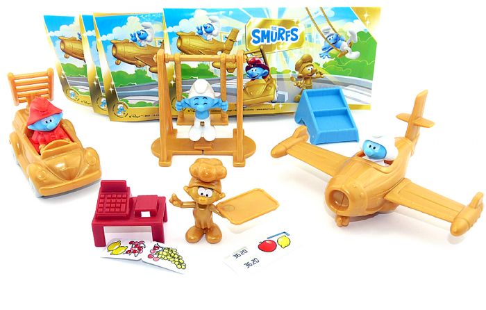 Maxi Ei Satz Smurfs Golden Edition. Alle 4 Figuren der Maxi Ei Serie