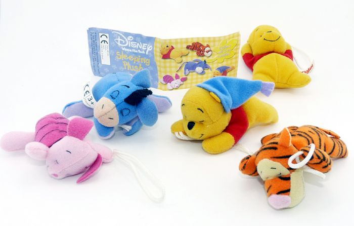 5 Plüschfiguren von Winnie the Pooh - Sleeping Plush mit Beipackzettel