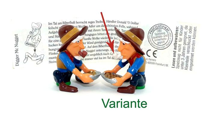 Digger Mc Nugget mit weiß bemalter Pfeiffe aus der Serie "Im Tal der Trapper und Indianer" + Beipackzettel ohne Nummer