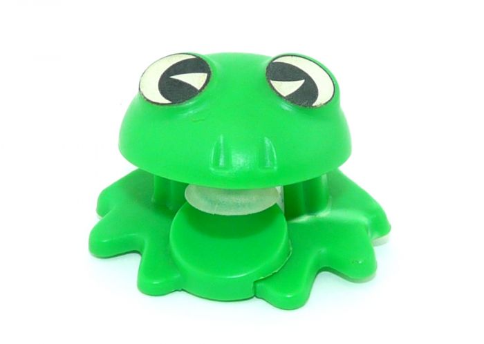 Grüner Frosch Quakhopper mit zwei Augenaufklebern. Ü-Ei Spielzeug von 1985