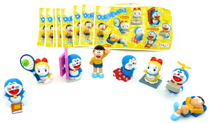 Figurensatz Doraemon mit allen Beipackzetteln zur Serie (Sätze Europa)