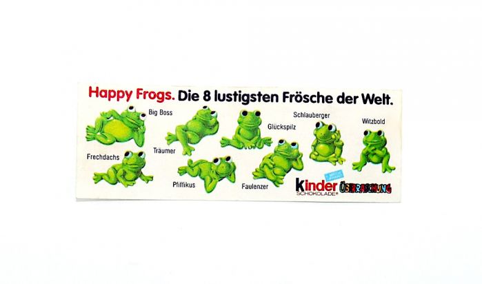 Original Beipackzettel der Happy Frogs von 1983 in Top Zustand (Ü-Ei Beipackzettel)
