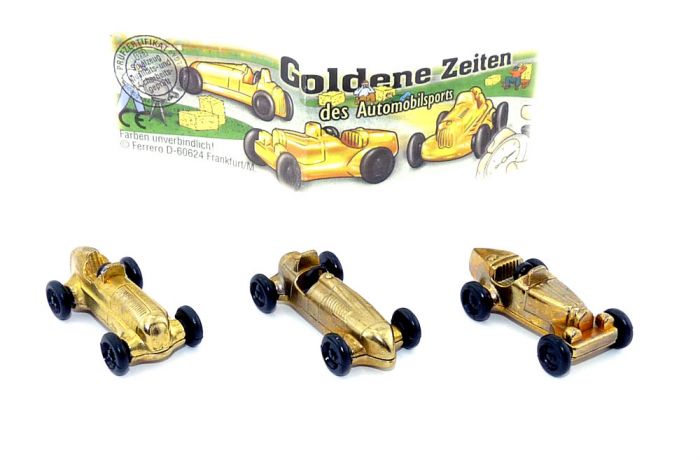 Satz Goldene Zeiten mit Beipackzettel - Rennwagen aus Messing (Metallfiguren)