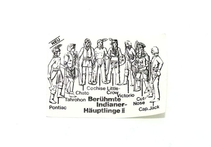 Kleiner Beipackzettel von BERÜHMTE INDIANER - HÄUPTLINGE II. Zettel aus Glanzpapier und ohne Kennung